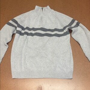 Sebastian Cooper Men's Gray Zip-Up Sweater with Stripes M